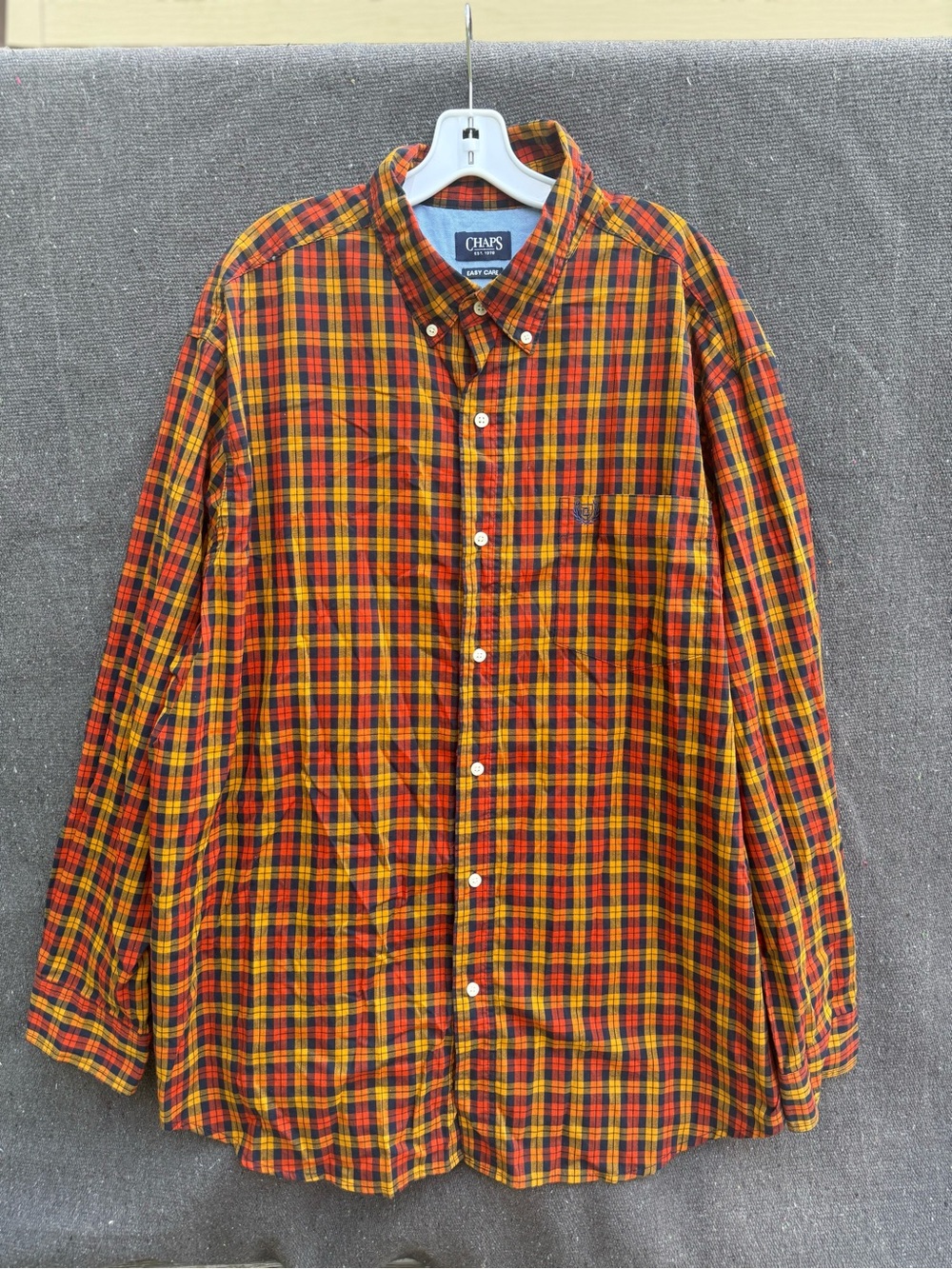 Chaps Men’s Red & Yellow Plaid Button-Down Shirt